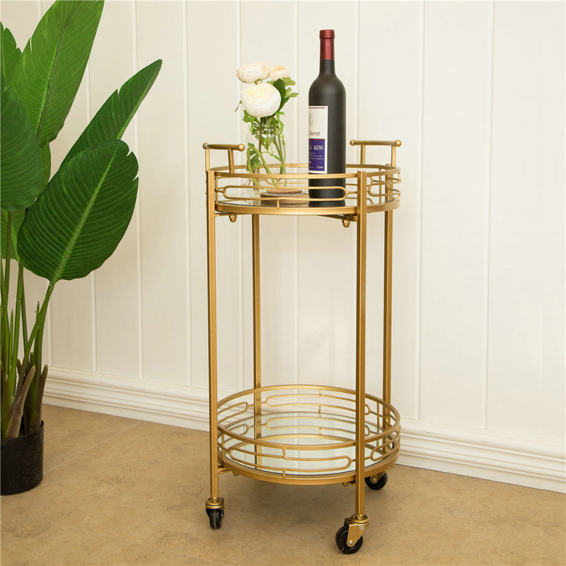 Everly Quinn Howden Metal Mirrored Bar Cart & Reviews Wayfair